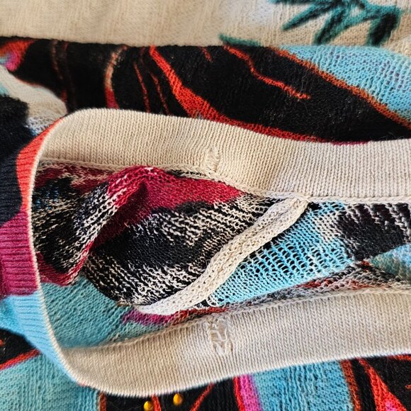 Desigual Womens V-Neck Floral, Loose Knit, Fringe Side, Embellished Top, Size XL - Picture 6 of 10